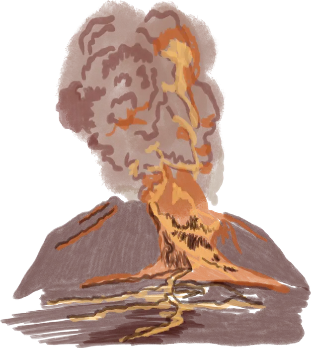 Ilustração de vulcão em erupção
